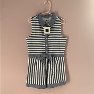 Janie & Jack Striped Sleeveless Button-Up Romper